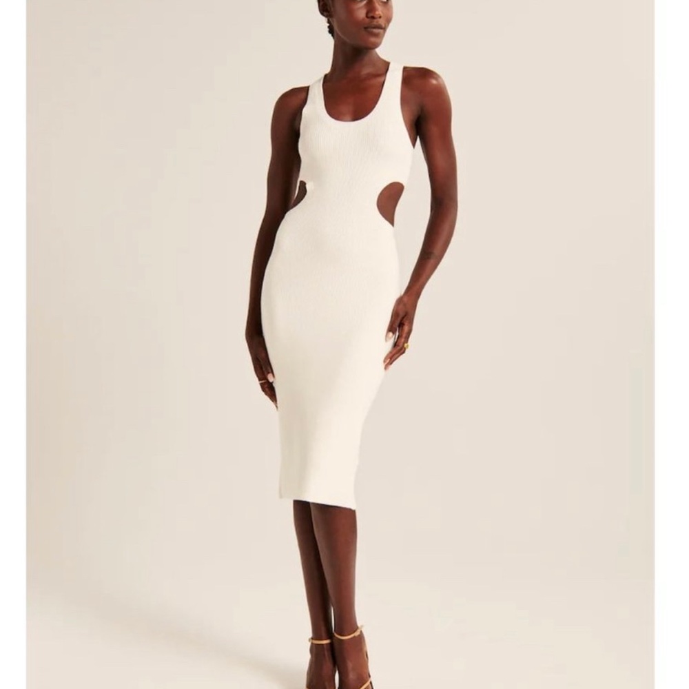 Abercrombie & Fitch elevated knit side cutout midi dress